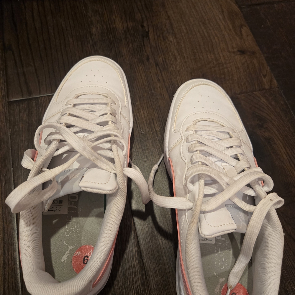 Puma White Sneakers with Pink Accents